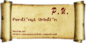 Perényi Urbán névjegykártya
